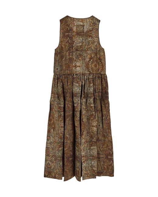 Uma Wang Brown Floral Pattern Dress