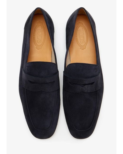 Tod's Blue Suede Penny Loafers for men