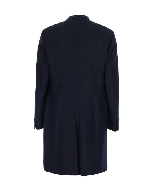 Giorgio Armani Blue Chevron Single-Breasted Coat for men