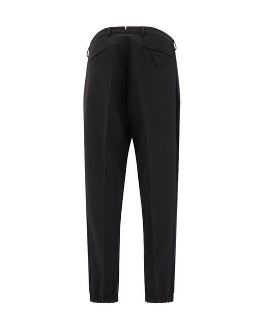 Prada Black Pressed-Crease Velvet Tailored Trousers for men