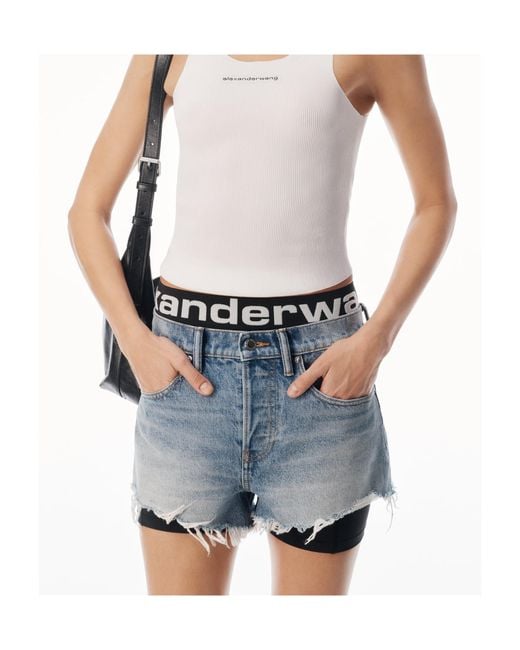 Alexander Wang Blue Pre-Styled Relaxed Logo Biker Shorts