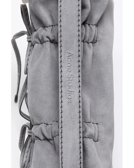 Acne Gray Multipocket Suede Shoulder Bag