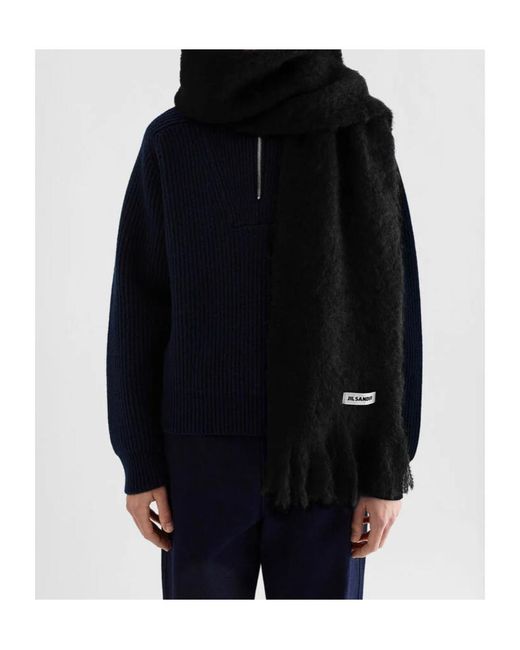 Jil Sander Black Slim Wool Blend Scarf for men