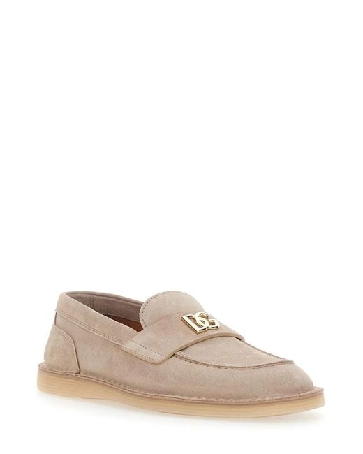 Dolce & Gabbana Natural Logo Plaque Mocassins