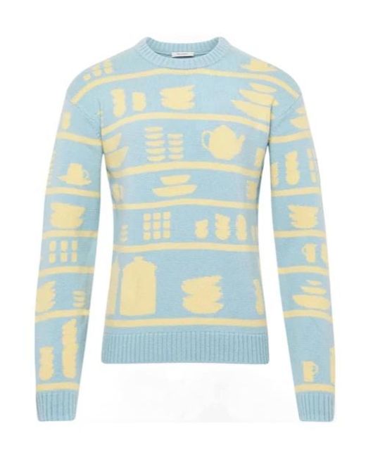 J.W. Anderson Blue Crockery-Jacquard Jumper