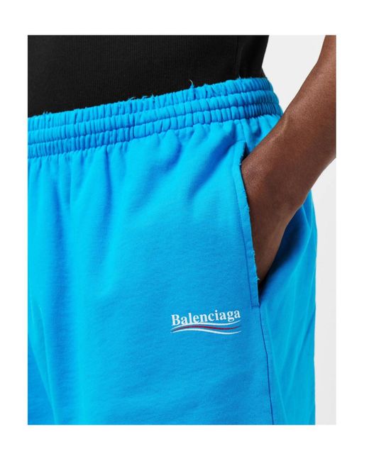 Balenciaga Blue Political Campaign Logo Shorts for men