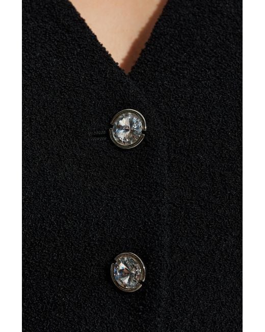 Alessandra Rich Black V-Neck Button Embellished Blazer