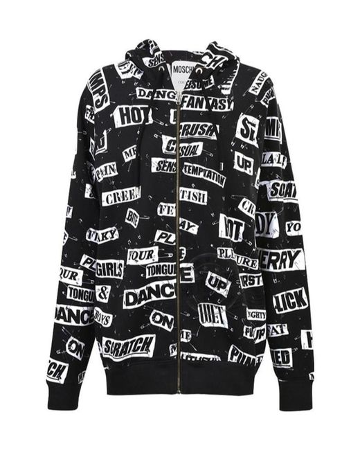 Moschino Black Logo Printed Hooded Casual Jacket