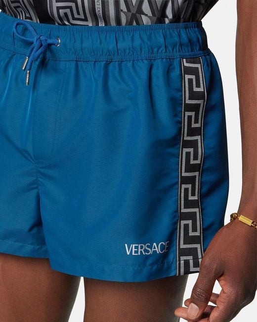 Versace Blue Drawstring Swim Shorts for men