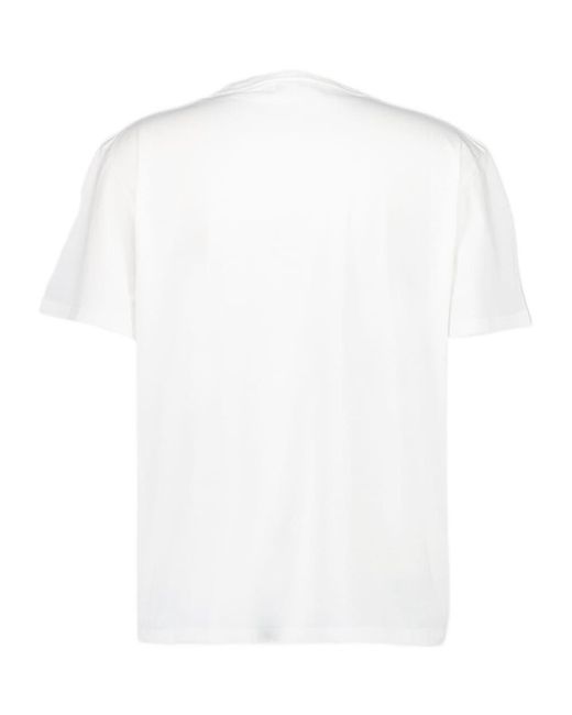 Alexander McQueen White Flocked-Skull Crewneck T-Shirt for men