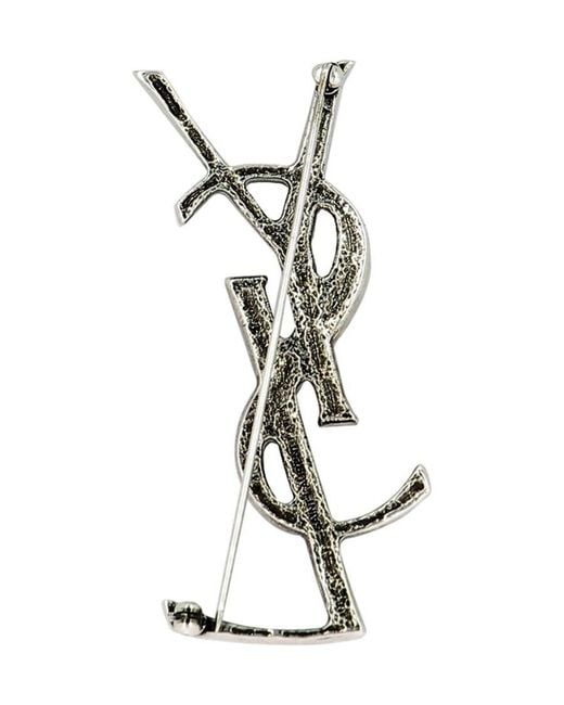 Saint Laurent White Monogram Brooch