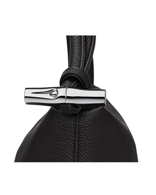 Longchamp Black Textured Leather Shoulder Bag