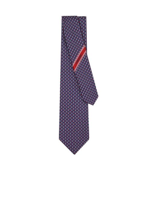 Ferragamo Blue Bicolor Gancini Jacquard Tie for men