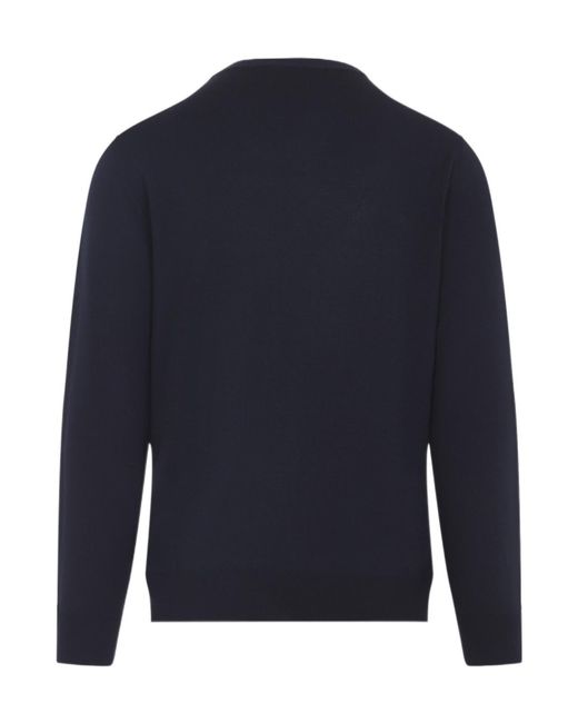 Canali Blue Round-Neck Long-Sleeve Sweater for men