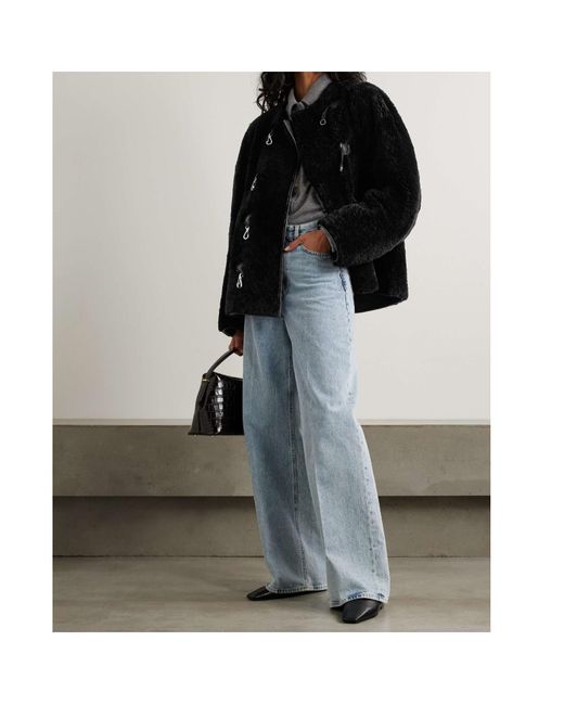Totême Black Long-Sleeved Fur Coat