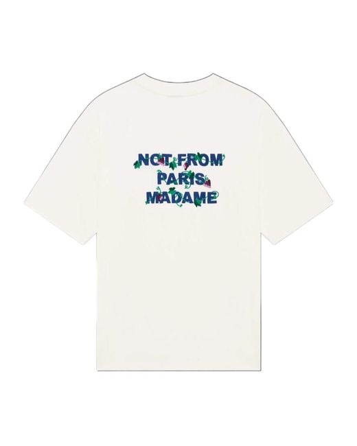 Drole de Monsieur White Vine Embroidered Slogan T-Shirt for men