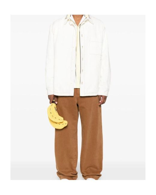 Jacquemus White Shirt Jacket With Contrast Stitching for men
