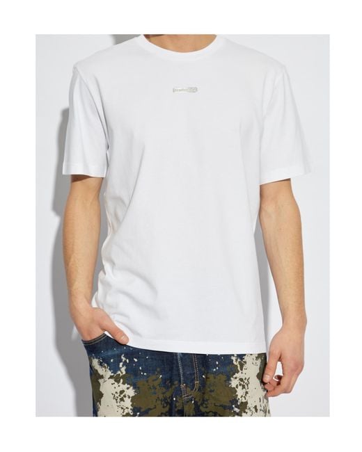 DSquared² White Logo Plaque Crewnec T-Shirt for men