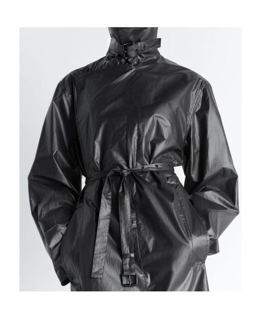 Lemaire Black Water Repellent Belted Wrap Coat