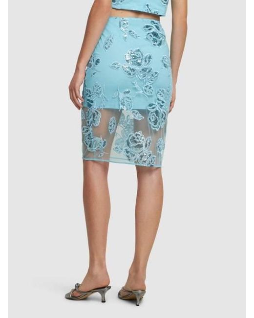 ROTATE BIRGER CHRISTENSEN Blue Dula Beaded Skirt