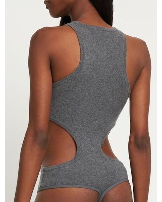 Michael Kors Gray Plain Jersey Hollowed-Out Jumpsuit