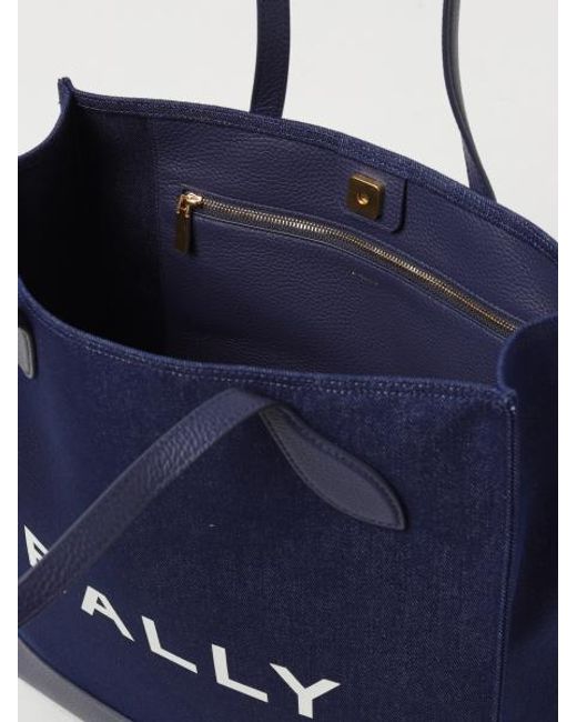 Bally Blue Logo Printed Tote Bag