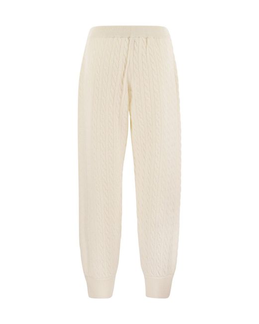 Brunello Cucinelli Natural Cable-Knit Straight Leg Trousers