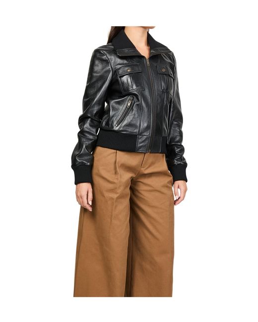Chloé Black High-Necked Long-Sleeved Leather Jacket