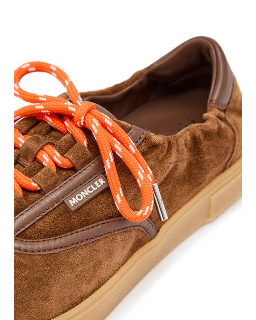 Moncler Brown Vera Leisure Leather-Trim Suede Sneakers