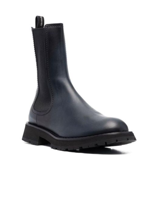 McQueen Blue Chelsea Ankle-Top Boots for men