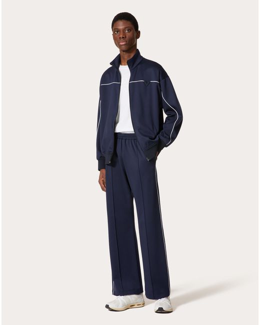 Valentino Blue Zip-Up High Neck Jacket for men