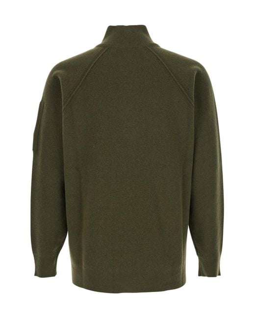 C P Company Green Zip-Pocket Turtleneck Knitwear for men