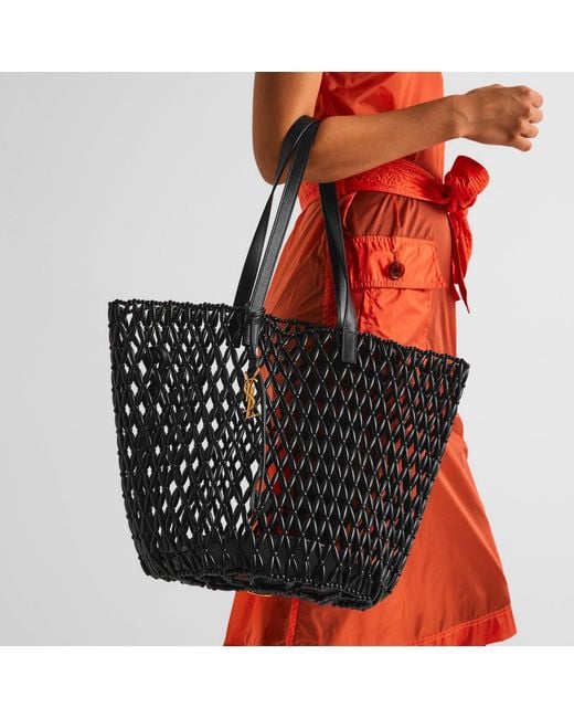 Saint Laurent Black Diamondwoven Tote Bag