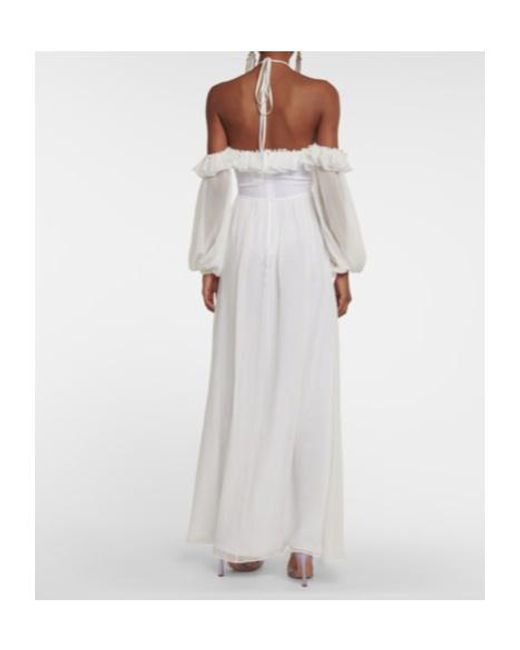 Giambattista Valli White Off-The-Shoulder Silk Gown