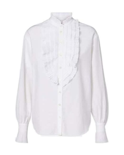 Polo Ralph Lauren White Ruffled Cotton And Silk Blouse
