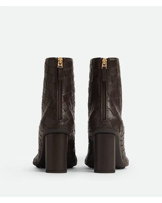 Bottega Veneta Brown Intrecciato Atomic Ankle Boots