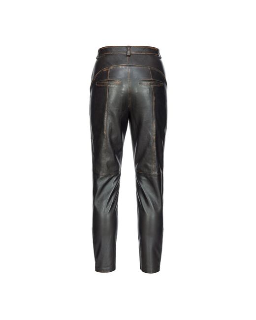 Pinko Gray Leather Trousers