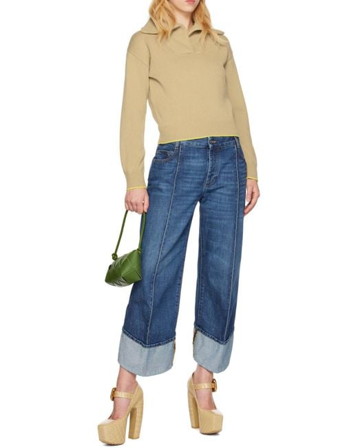 Bottega Veneta Blue Regular Fit Cropped Jeans