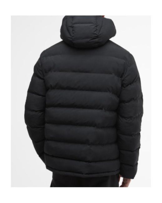 Barbour Black Hooded Quilted Jacket for men