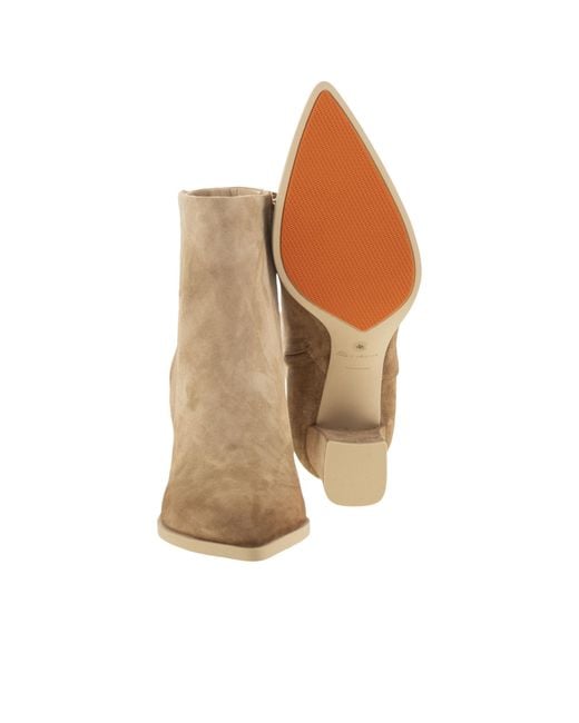Santoni Natural Mid Heel Ankle Boots