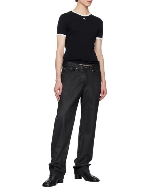 Courreges Black Courrèges Contrast Crewneck Straight Hem T-Shirt for men