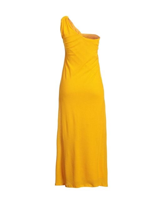 Chloé Yellow Single-Shoulder Solid-Colored Wool Dress