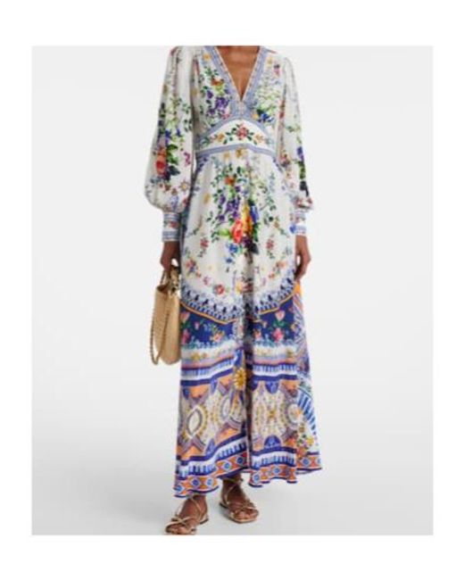 Camilla White Printed Silk Crêpe Maxi Dress