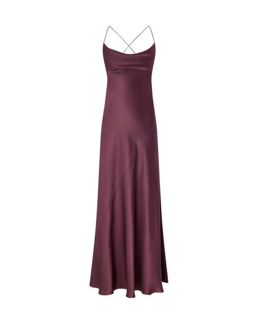 Pinko Purple Farro Satin Slip Dress