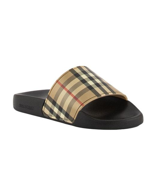 Burberry Brown Furley Vintage Check Slides