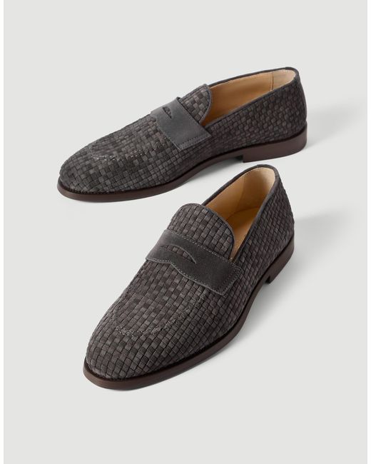 Brunello Cucinelli Brown Round-Toe Loafers for men