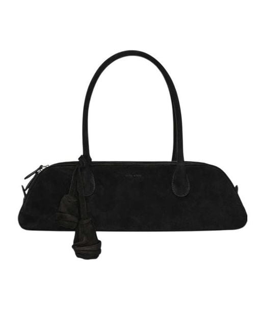 Magda Butrym Black Brigitte Trapeze Floral-Detail Charm Tote Bag
