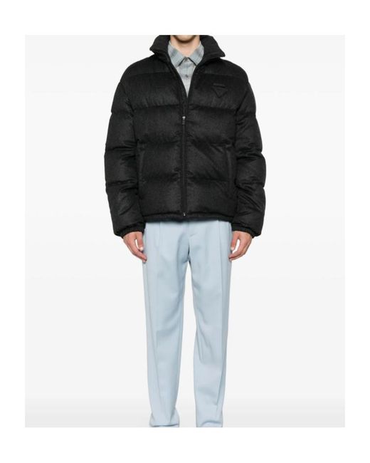 Prada Black High Neck Zip-Up Quilted Jacket for men