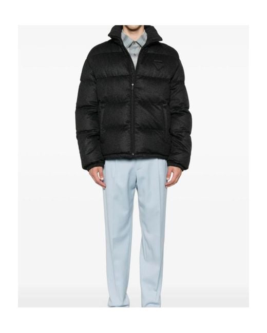 Prada Black Triangle-Logo Padded Jacket for men