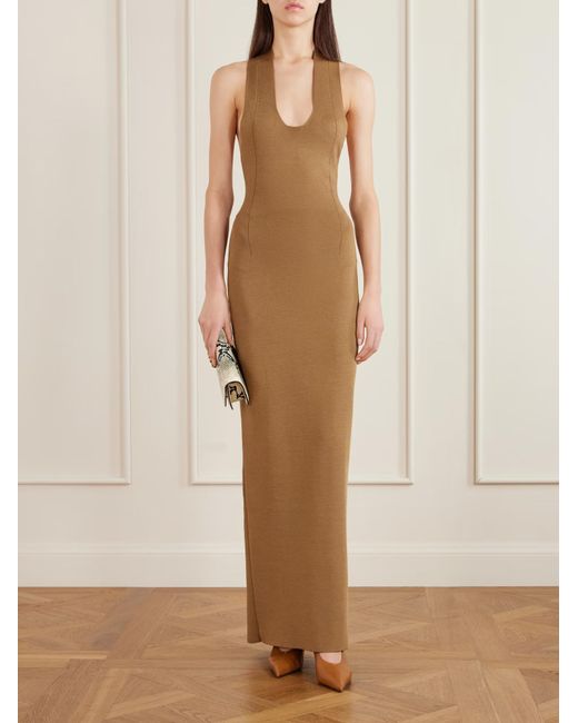 Khaite Natural Mahi Knitted Backless Dress